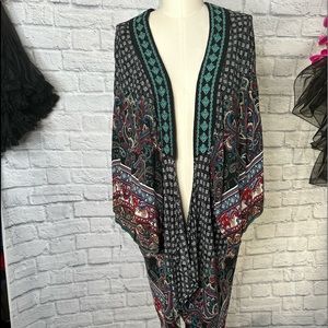 Print kimono rayon with embroidery